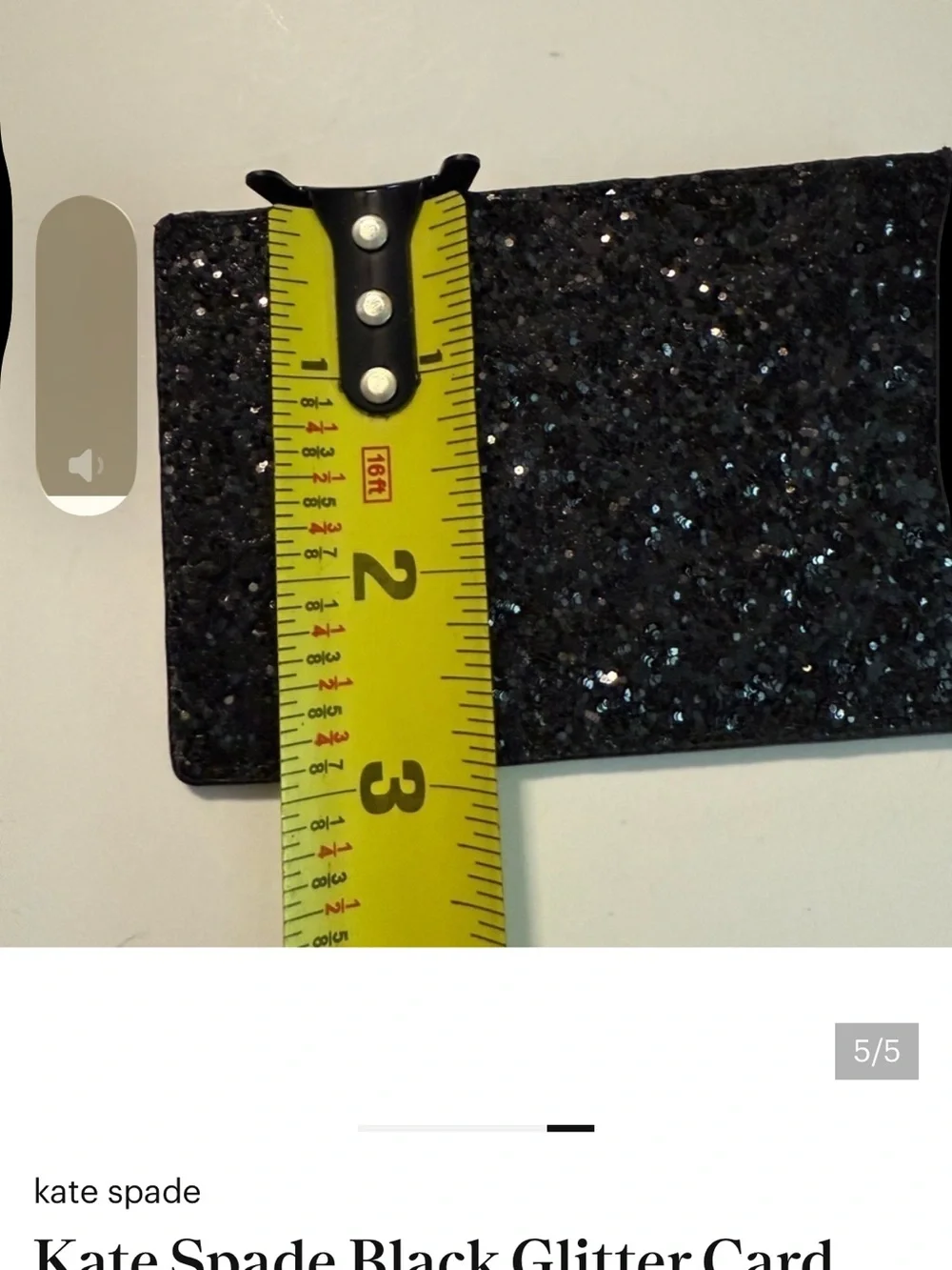 kate spade Greta Court Black Glitter card holder -EUC